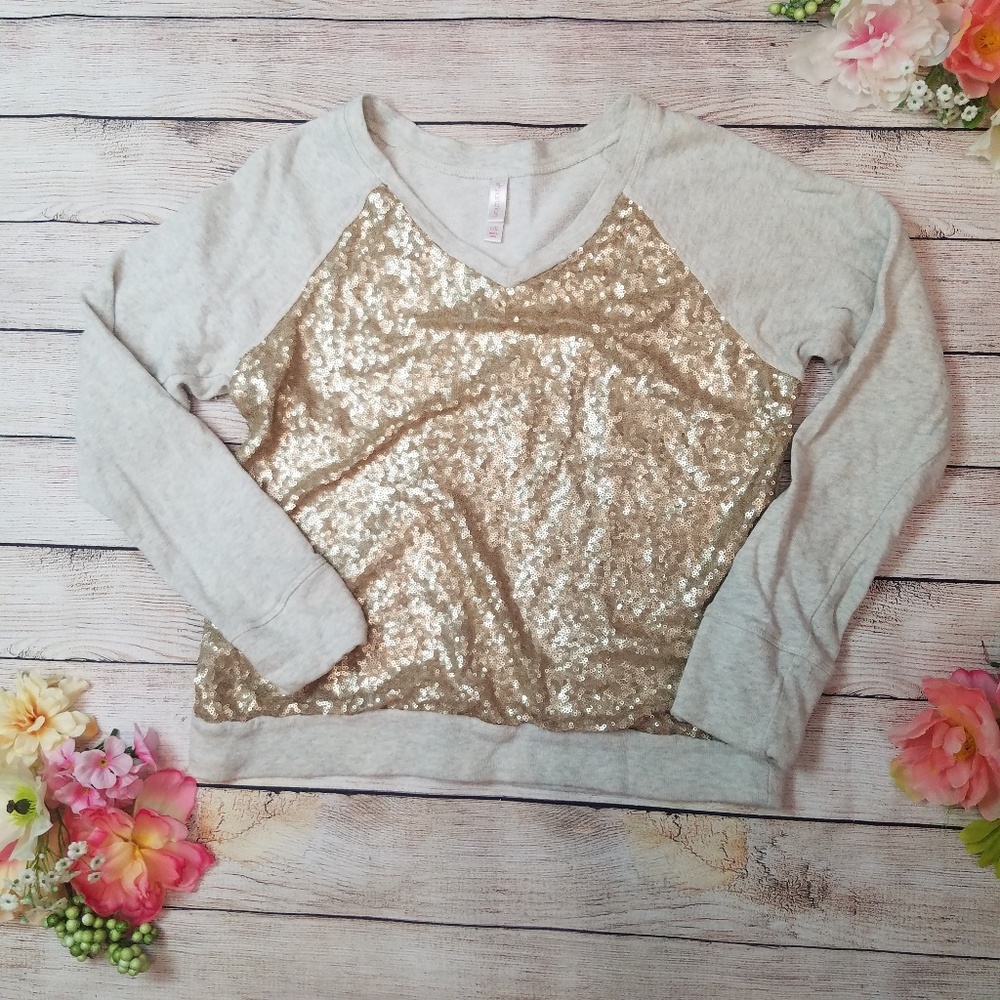 Champagne Gold Sequin Baseball Sweater